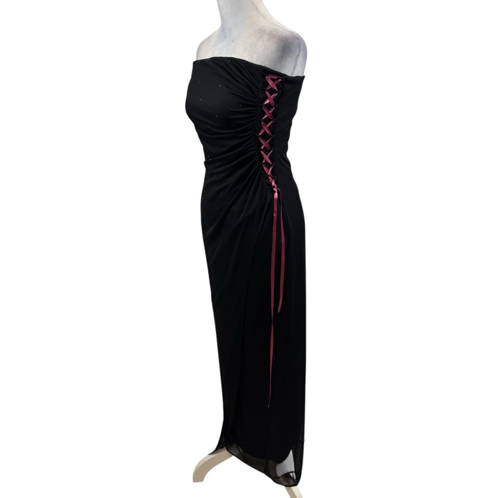 Vintage Rampage Brand Strapless Chiffon Lace Up Side Maxi Dress Size Medium